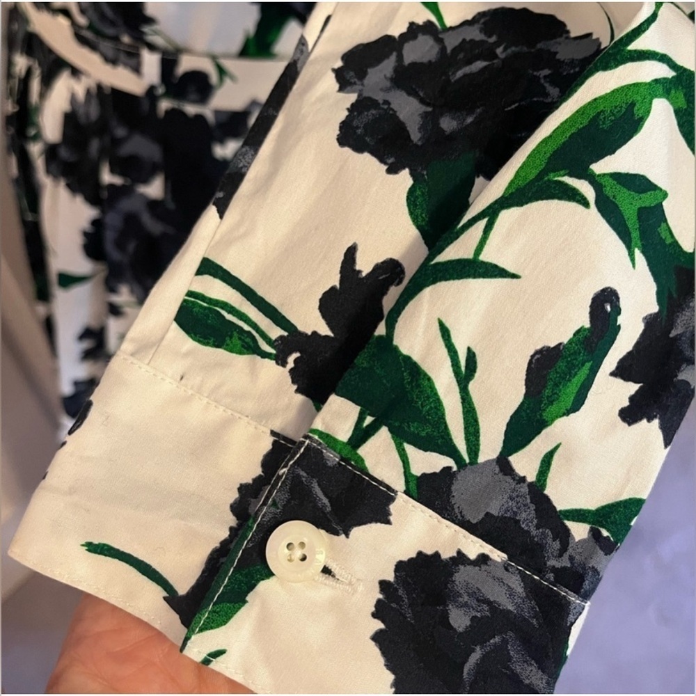 NWOT SAMANTHA SUNG Black and Green Floral Long Sleeve Dress- size 6 - Picture 6 of 6